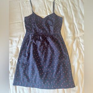 J.Crew Navy/Salmon Polka Dot Dress